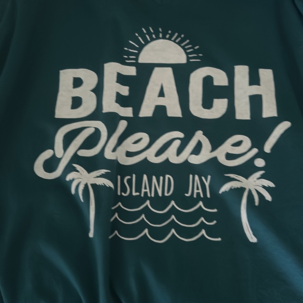 Beach please. New shirt without tags!    Made by Island Jay
